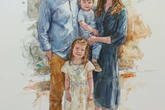 amazing family portrait watercolor portrait