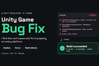 fix bugs, crashes and errors in your unity game