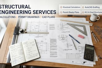 civil structural engineering, permit drawings and structural calculations