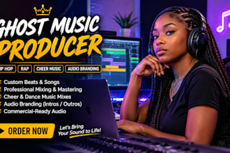 ghost music producer, hip hop or rap song cheer or audio branding whatever song