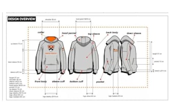 design clothing tech pack for streetwear, denim, hoodie, activewear, sportswear