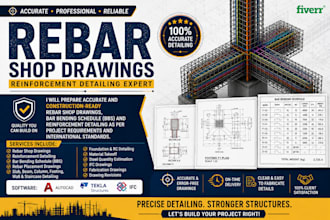 rebar detailing shop drawings with schedule on tekla structure