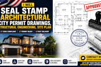 seal stamp architectural city permit drawings, structural engineering, site plan