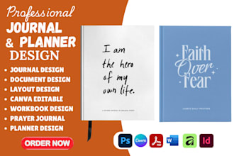 do  journal design, workbook, digital planner, canva editable, notebook