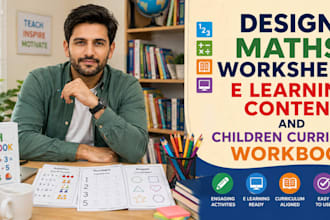 design math worksheets, elearning content and children curriculum workbook