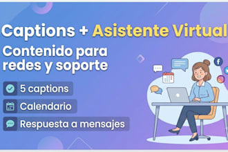 escribiré captions para redes y te daré asistencia virtual