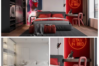 create 3d interior design and modeling