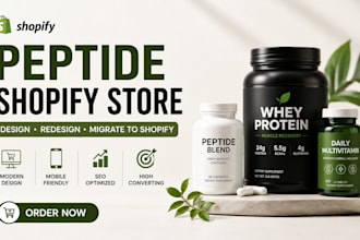 peptide shopify store peptide website nutraceutical store supplement website