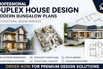 create professional duplex house design and modern bungalow plans
