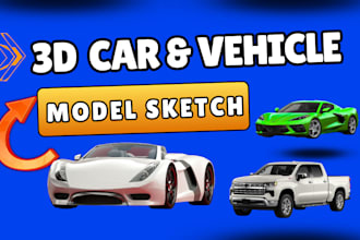 design sketch and 3d model for concept development, automotive and 3d car design