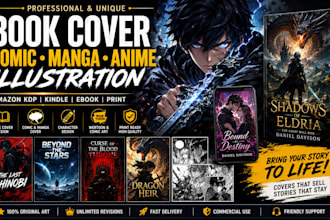design professional book cover comic manga anime illustration KDP cover