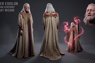 create 3d character modeling and texturing fantasy wizard