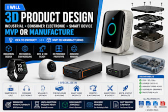 design 3d product industrial consumer electronic smart device mvp or manufacture