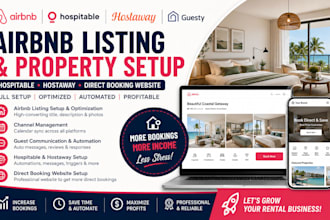 setup airbnb listing property on hospitable, hostaway direct booking website