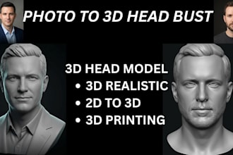 create photo to 3d head model stl for resin 3d printing and 3d portrait bust