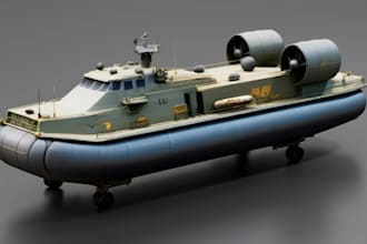 design hovercraft 3d model, air cushion vehicle design, amphibious hovercraft