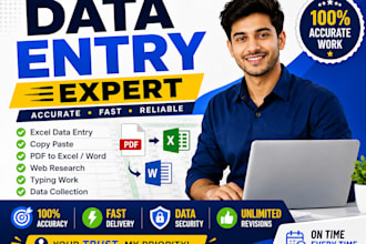 do data entry, excel, copy paste, web research and typing