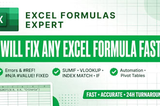 fix and create excel formulas for data analysis