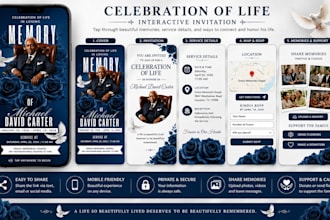 canva clickable celebration of life invitation