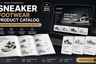 design fashion sneaker foot wear product catalog, brandboom presentation setup