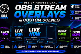 design professional obs stream overlays and custom scenes