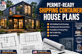 create permit ready shipping container house plans for USA permits