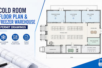 design cold room floor plan, freezer warehouse and permit drawings