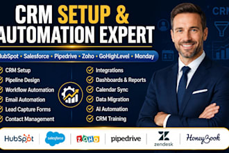 setup and automate hubspot, salesforce, pipedrive, zoho and CRM systems