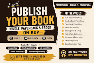 do kindle publishing, paperback publishing, ebook publishing on amazon KDP