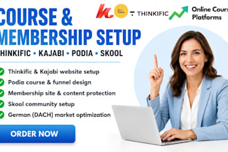 build podia membership and community site kajabi thinkific online course website