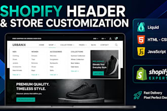 fix, customize shopify header, footer, homepage, product