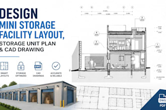 design mini storage facility layout, storage unit plan and cad drawing