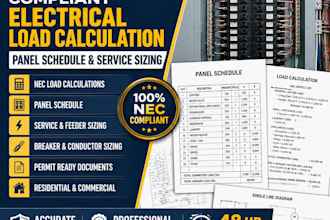 prepare nec compliant electrical load calculation panel schedule service sizing