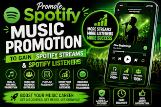 promote spotify music promotion to gain spotify  stream and  spotify listeners