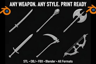 sculpt custom 3d cosplay weapons  props and airsoft gun models for 3d printing