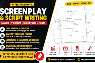 write screenplay, movie script, film script TV pilot and tv series scriptwriting