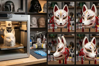 sculpt wearable 3d cosplay mask print and paint 3d helmet 3d anime mask printing