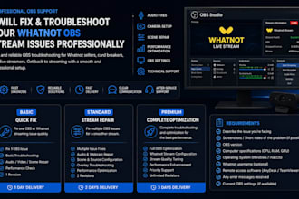 fix and troubleshoot your whatnot obs stream issues professionally