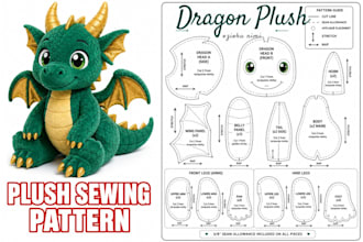 design custom plush toy sewing pattern and tech pack for stuffed animal plushies