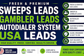give fresh premium sweeps leads, gambler leads, autodialer system, USA leads