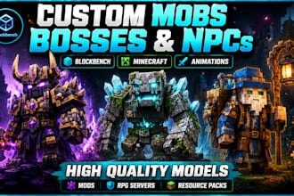create custom minecraft blockbench models, mobs, items, and entities