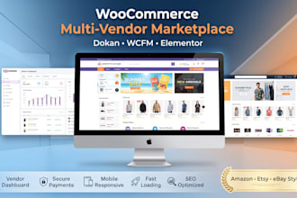 build wordpress woocommerce multi vendor marketplace, dokan, wcfm in elementor