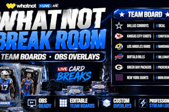 design custom whatnot scoreboards, overlays and animations