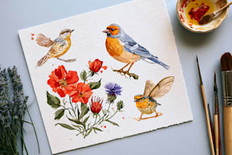 create hand painted watercolor illustrations
