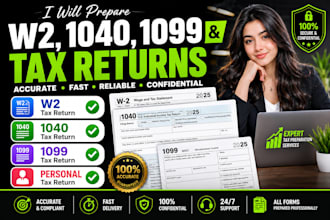 make tax return, 1065, 1120, 5472, 1040, schedule c, w2, llc tax in 24 hours