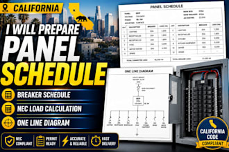 prepare california panel schedule breaker schedule nec load calculation mep plan