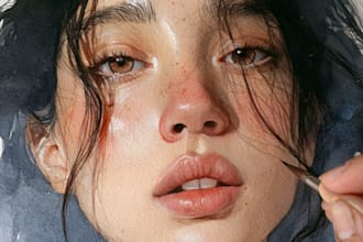 draw realistic watercolor portrait hand drawing illustration