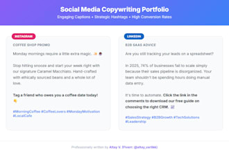 write engaging social media captions and content