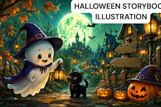 halloween illustration, christmas illustration and halloween book illustration