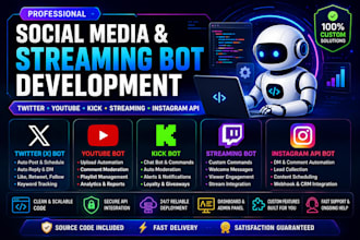 make twitter bot, youtube bot, kick bot, streaming bot, instagram api bot